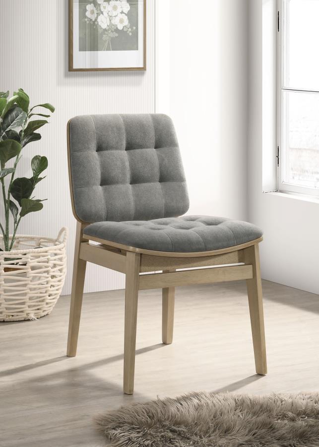 Redbridge Velvet Upholstered Side Chair Grey and Natural Oak (Set of 2) - 193962NAT