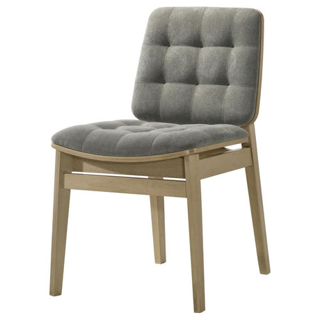 Redbridge Velvet Upholstered Side Chair Grey and Natural Oak (Set of 2) - 193962NAT