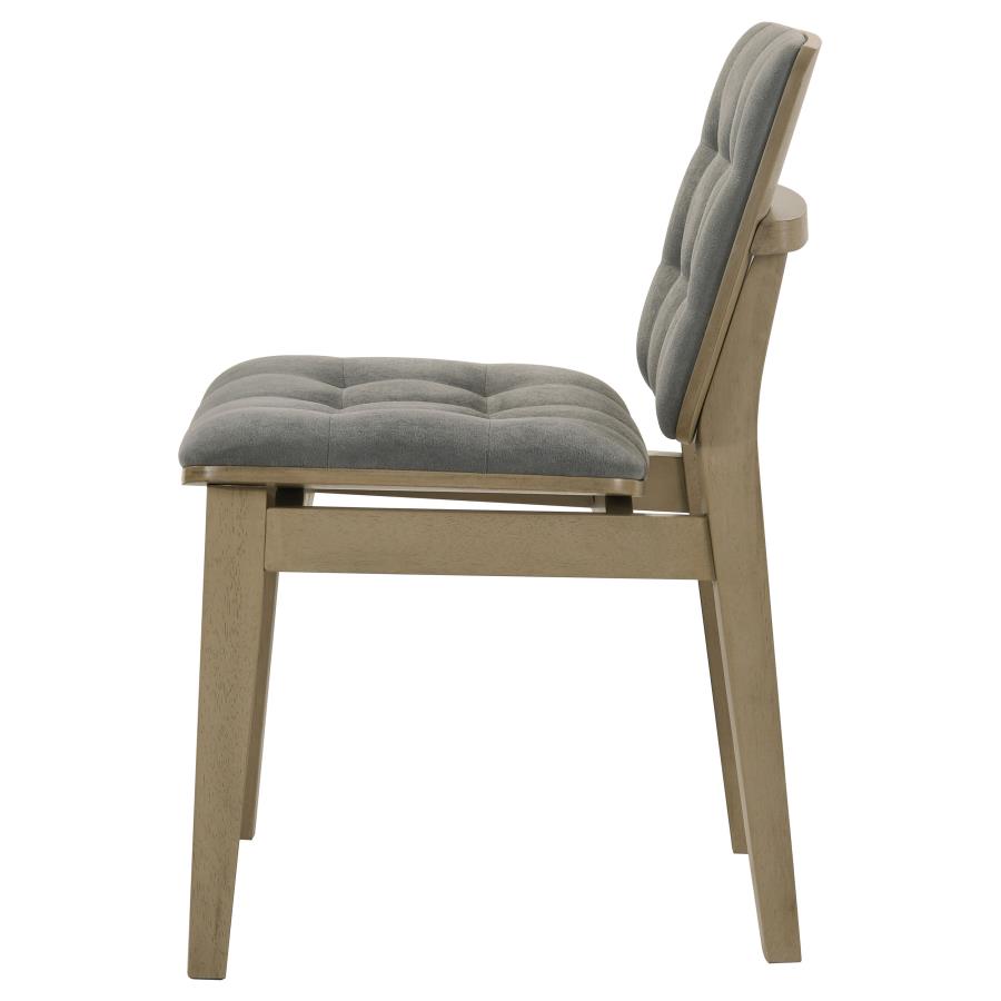 Redbridge Velvet Upholstered Side Chair Grey and Natural Oak (Set of 2) - 193962NAT