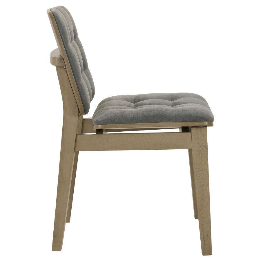 Redbridge Velvet Upholstered Side Chair Grey and Natural Oak (Set of 2) - 193962NAT
