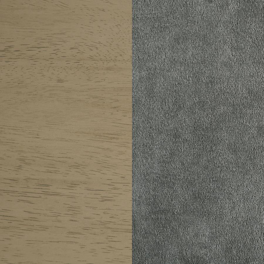 Redbridge Velvet Upholstered Side Chair Grey and Natural Oak (Set of 2) - 193962NAT