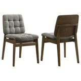 Redbridge Velvet Upholstered Side Chair Grey and Walnut (Set of 2) - 193962WAL