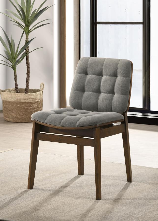 Redbridge Velvet Upholstered Side Chair Grey and Walnut (Set of 2) - 193962WAL
