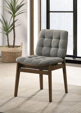 Redbridge Velvet Upholstered Side Chair Grey and Walnut (Set of 2) - 193962WAL