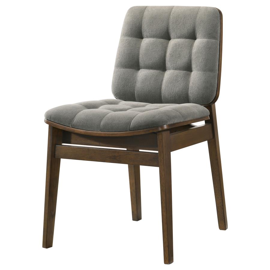 Redbridge Velvet Upholstered Side Chair Grey and Walnut (Set of 2) - 193962WAL