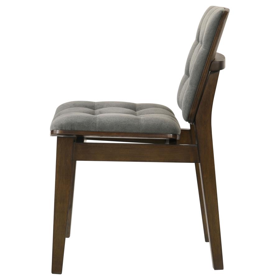 Redbridge Velvet Upholstered Side Chair Grey and Walnut (Set of 2) - 193962WAL