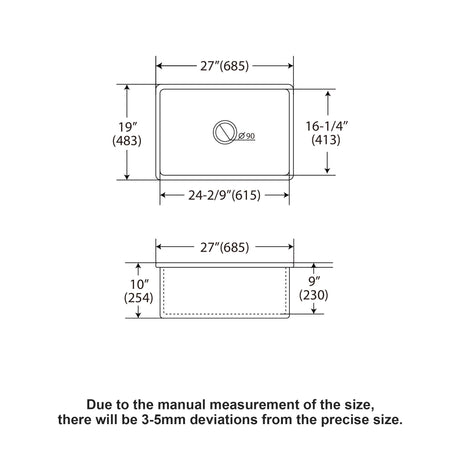 Rectangular Deep Single Bowl, Kitchen Sink With Dual Mount Installation