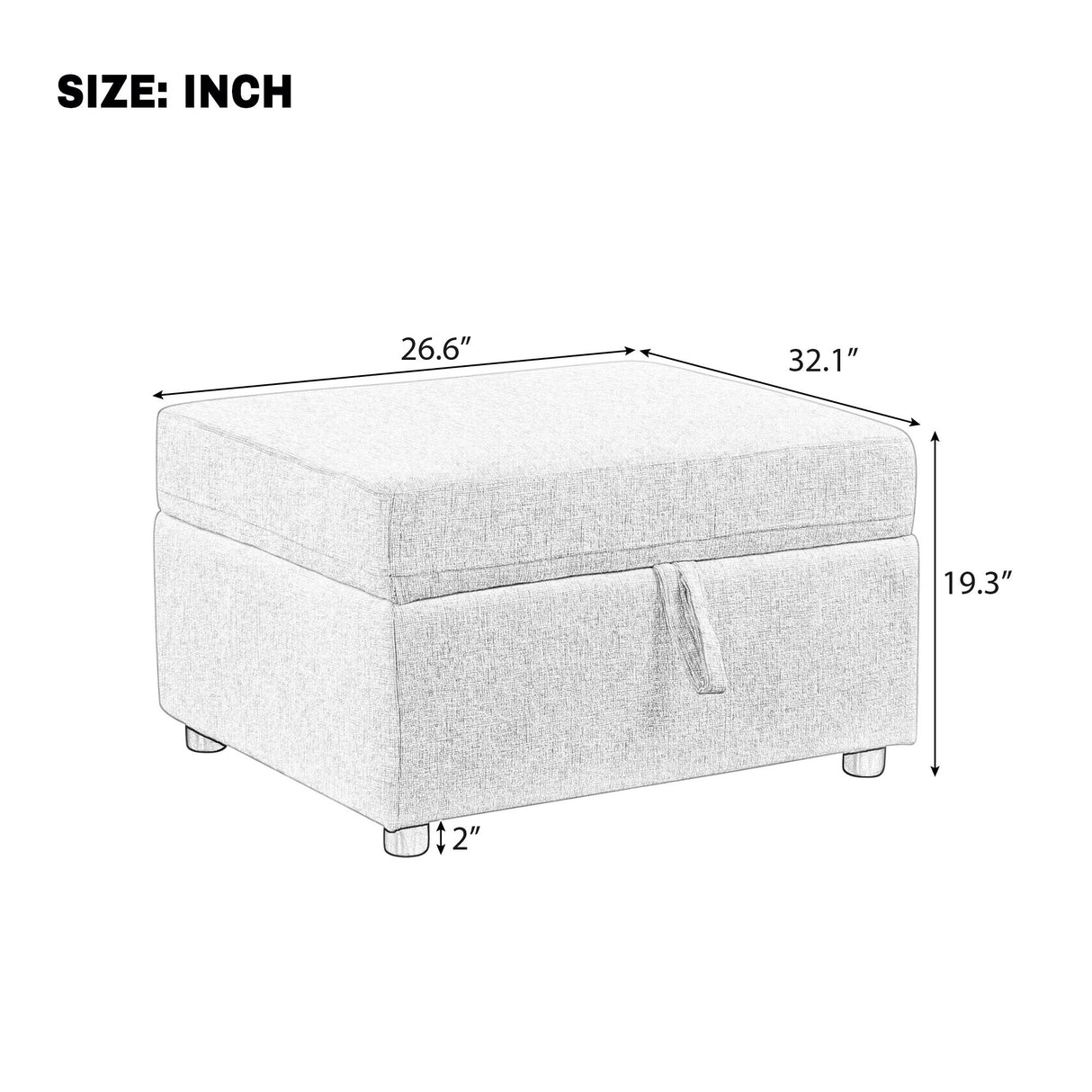 Movable Storage Ottoman Footrest For Living Room