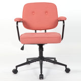Button Mid Back Swivel Desk Chair With Curved Armrest - Pink