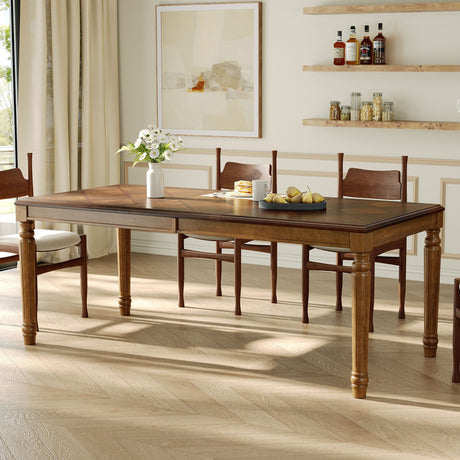 Rectangular Dining Table With Framed Top And Turned Legs - Walnut