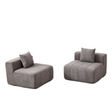 Modular Sectional Sofa With 2 Pillows, Symmetrical Design