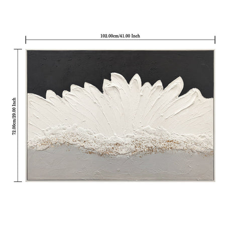 Framed Abstract Wall Art & Thick Textured Canvas Painting With & Accents, Decor For Living Room - Black White
