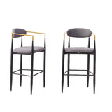 Upholstered Bar Stool With Ergonomic Design (Set of 2)
