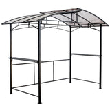 Grill Gazebo 8X5Ft, Outdoor Patio Canopy, Bbq Shelter With Steel Hardtop And Side Shelves - Black