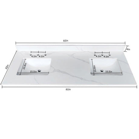 Bathroom Vanity Top With Undermount Sink, 3 Pre Drilled Holes