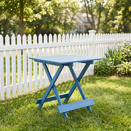Folding Square Table For Backyard - Blue