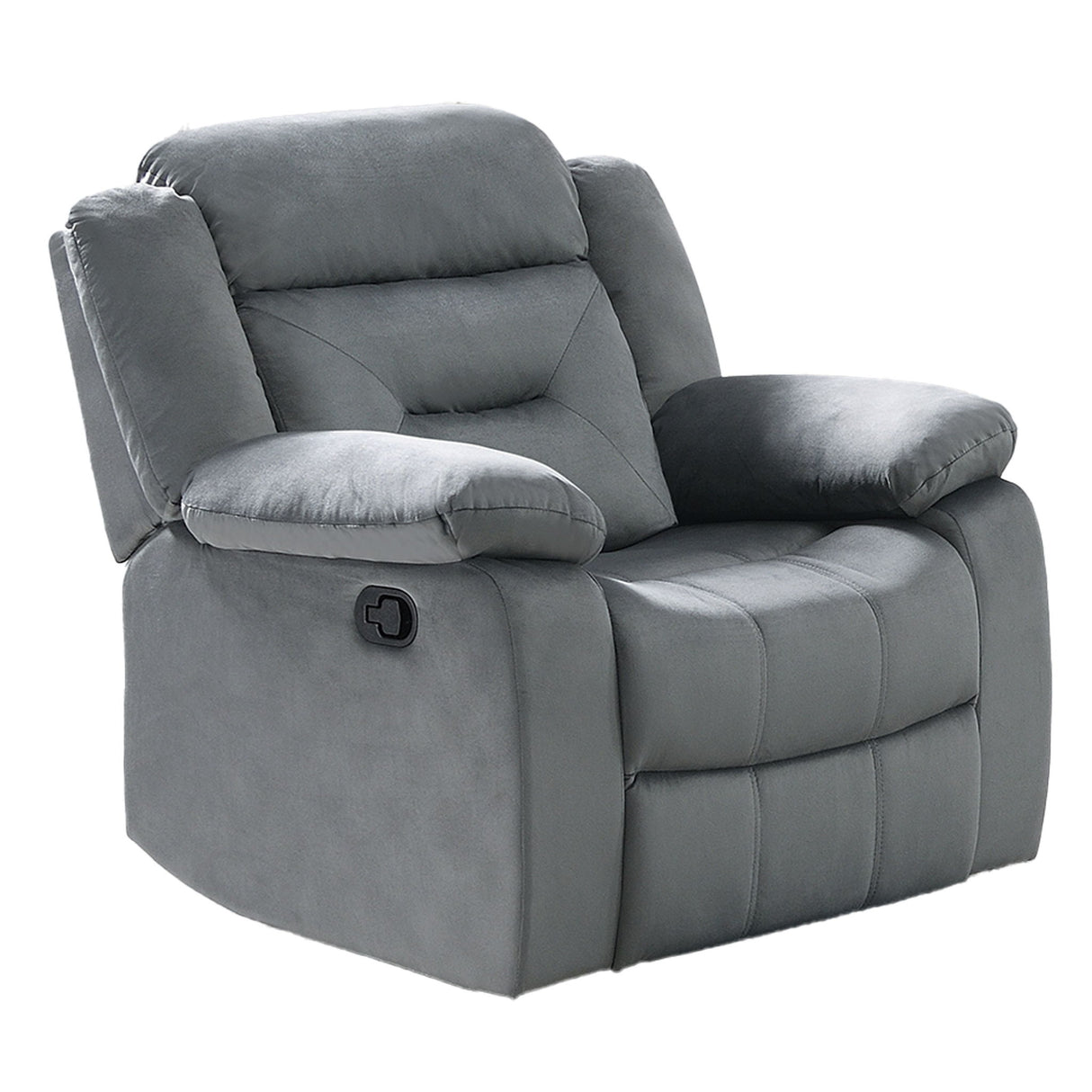 Modern Manual Recliner With Padded Seat And Pillow Arms