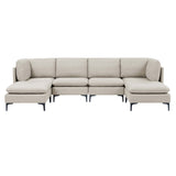 Upholstered Modular Sectional With Medium Firm Seat Cushion - Almond