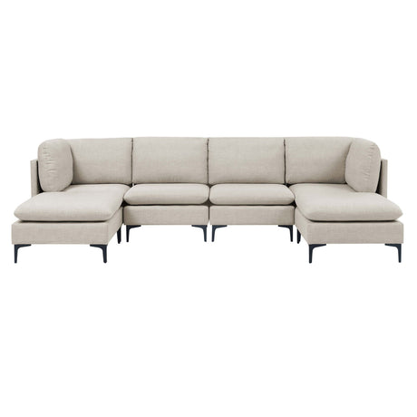 Upholstered Modular Sectional With Medium Firm Seat Cushion - Almond