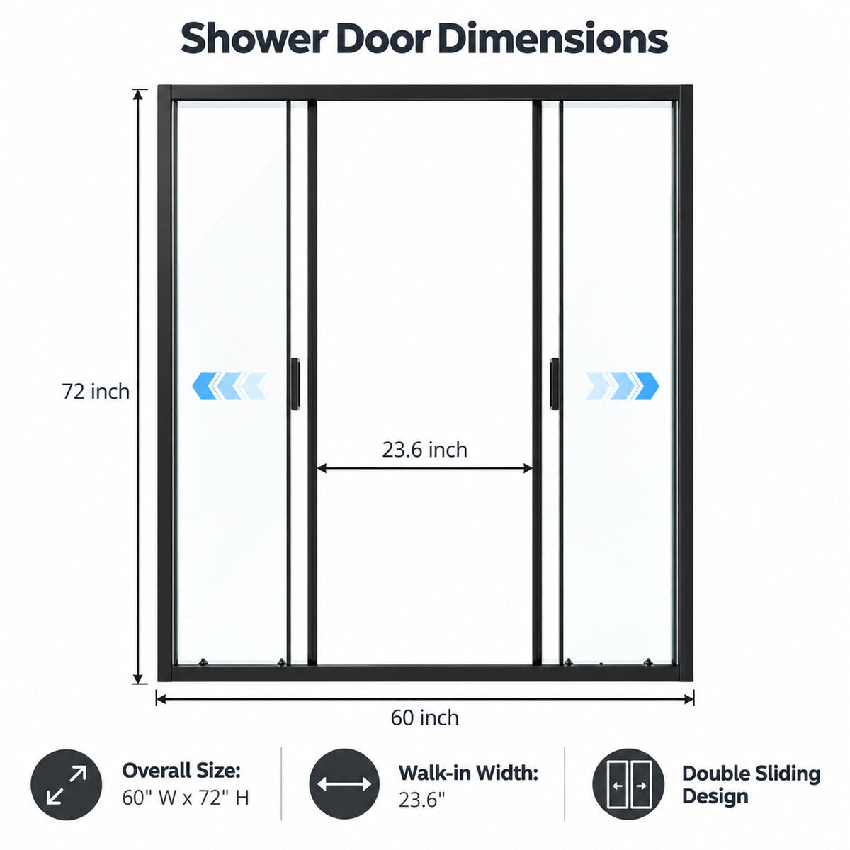 Double Framed Sliding Shower Door - Matte Black