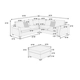 Modern Sectional Set With Corner Wedge, Loveseat, Ottoman & 2 Pillows