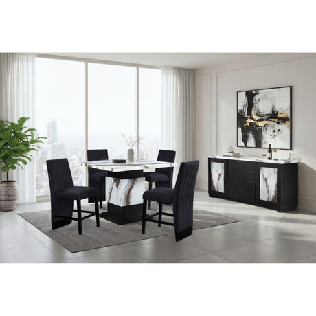 Sammi - Bar Table With And Pedestal Base - Black / White Print