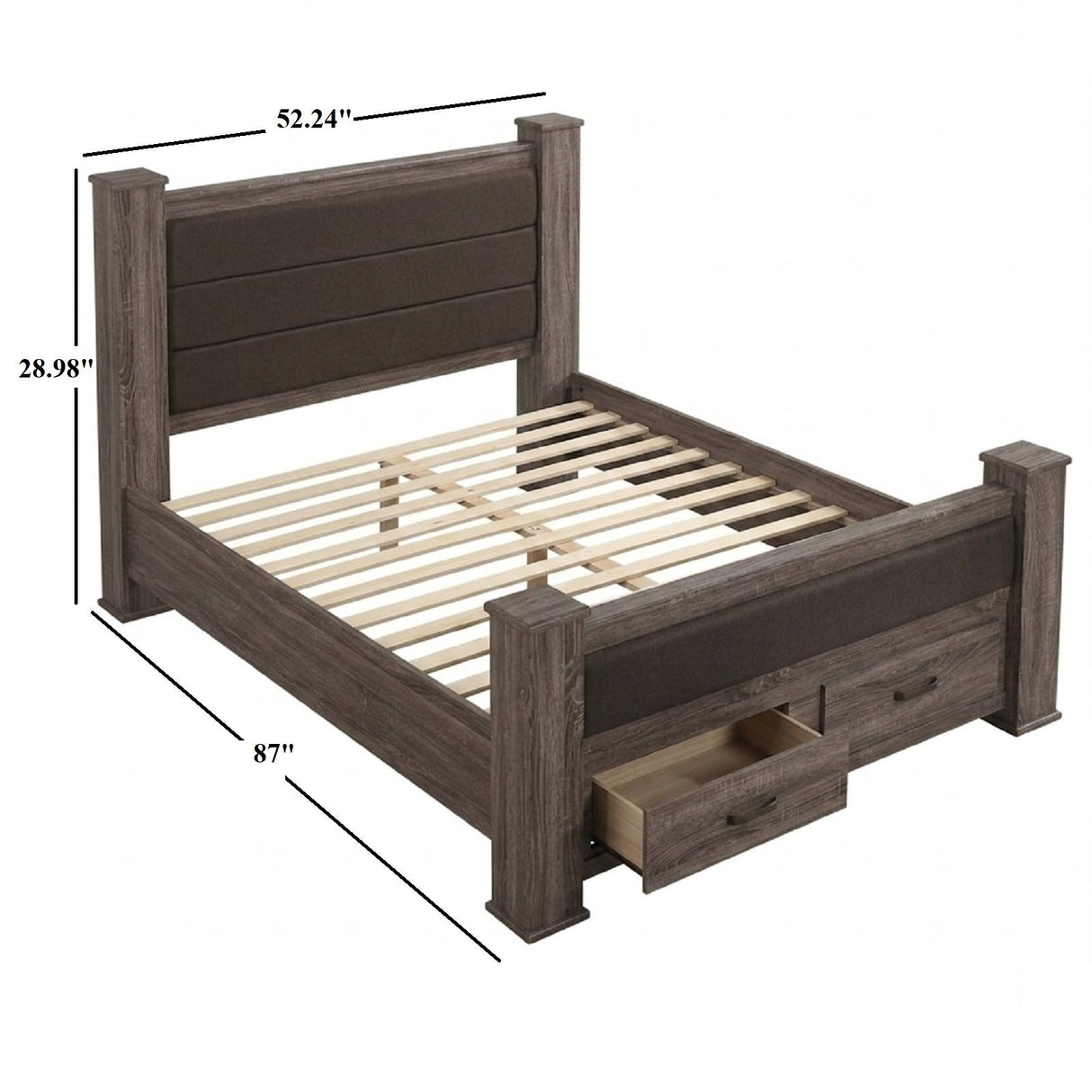 Upholstered Bed With Footboard Drawers
