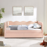 Gingham Daybed & USB Charging Port, Wave-Shaped Design