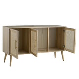 Wooden Accent TV Cabinet With 3 Doors - Brown
