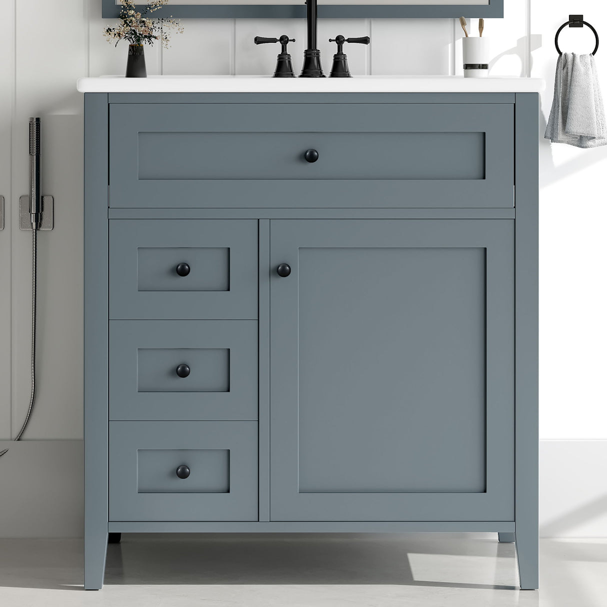 Bathroom Vanity With Sink, 3 Drawers And Adjustable Shelf, Freestanding Storage Unit