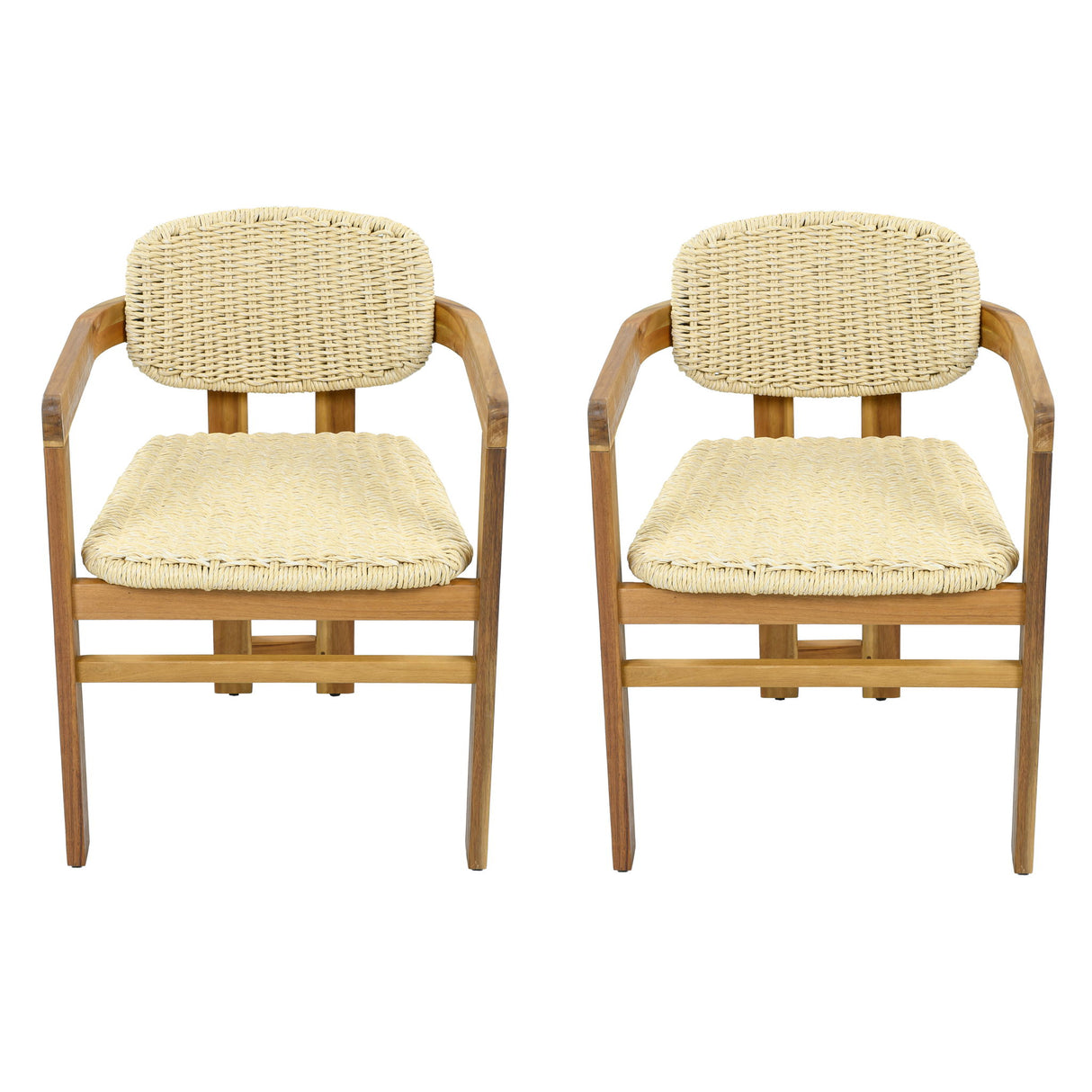 Outdoor Accent Armchairs For Patio (Set of 2) - Natural / Teak