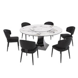 Round Dining Table & 6 Chairs Set - Silver