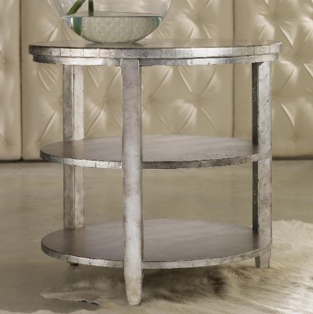Transitional Metallic Round Top Table with 2 Shelves - 638-50071