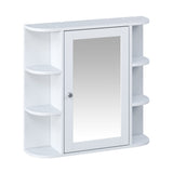 Bathroom Wall Storage Cabinet With Mirror And Adjustable Shelf, 6 Open Shelves