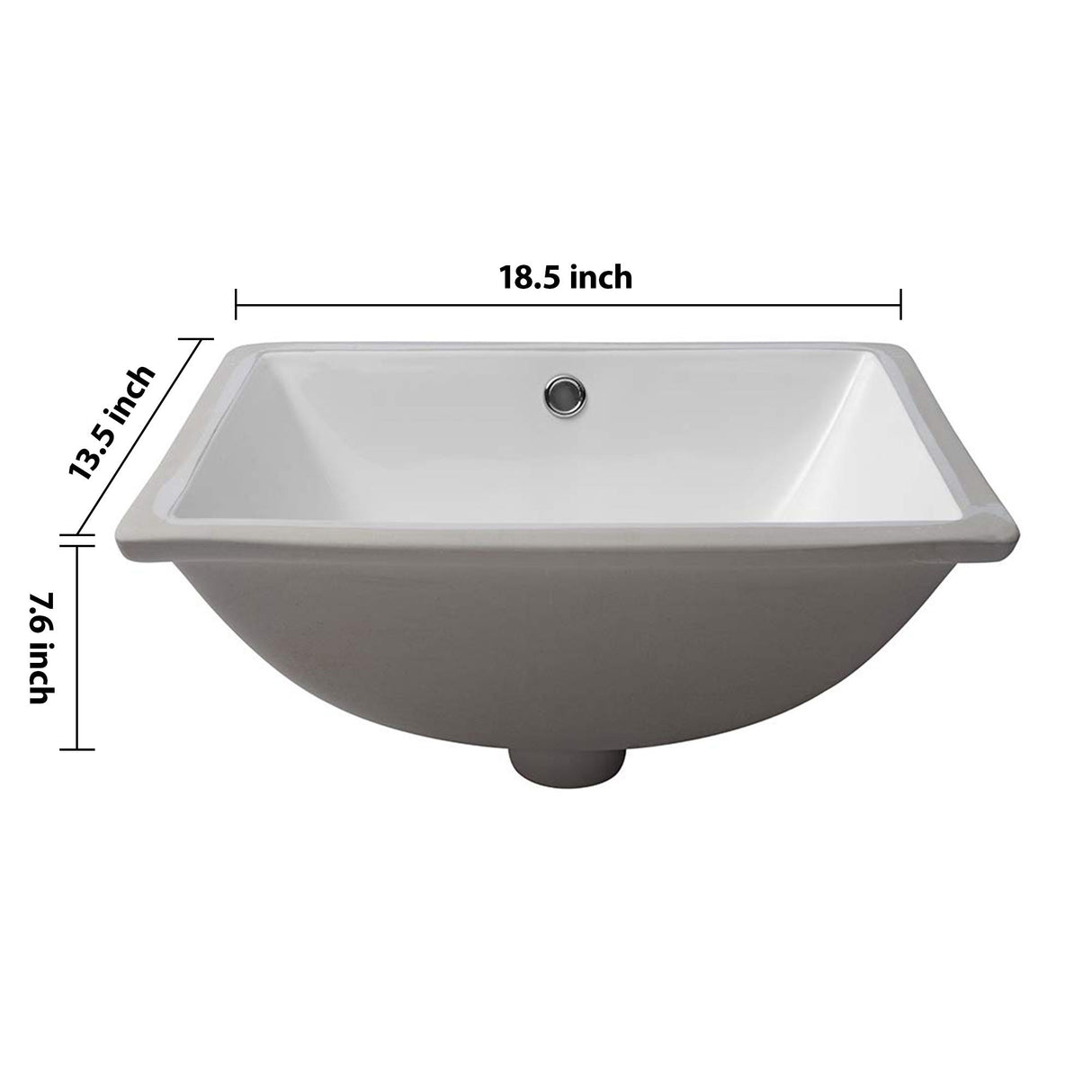 European Style Ceramic Rectangular Undermount Bathroom Sink With Overflow