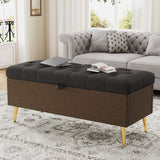 Modern Tufted Storage Ottoman Bench With Metal Legs