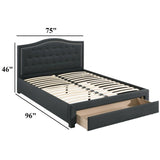 Modern Button Tufted Arch Headboard Bed With Storage Footboard