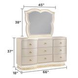 Flora - 9 Drawer Dresser With LED - Champagne
