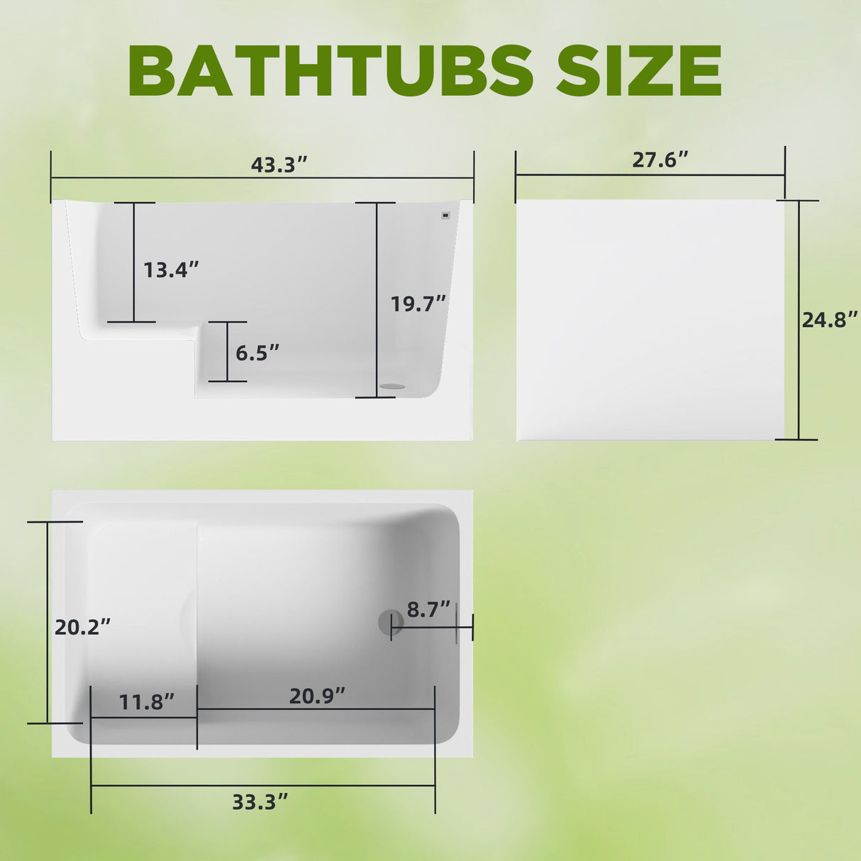 Gloss Freestanding Bathtub With Built In Seat