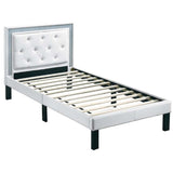 Glamours Style Bed With Diamond Tufted Padded Headboard