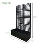 Planter Box With Trellis, Outdoor Raised Garden Bed With Privacy Screen Lattice Panels For Patio - Black