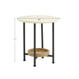 Oval End Table - White / Natural