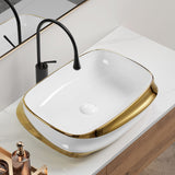 Vessel Sink, Above Counter Vanity Basin For Bathrooms - Gold / White / Milk White
