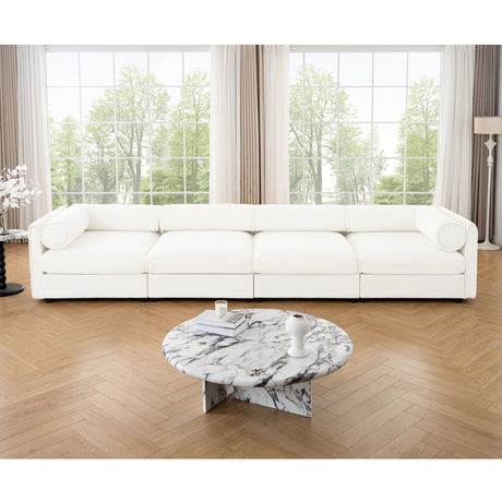 Stylish Sofa With Storage Seat And Cylindrical Backrest