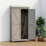 Outdoor Storage Shed With Vertical Tool Cabinet For Backyard