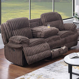 Motion Recliner Sofa With Fold-Down Table, Manual Recline, Charging Station & Cup Holders