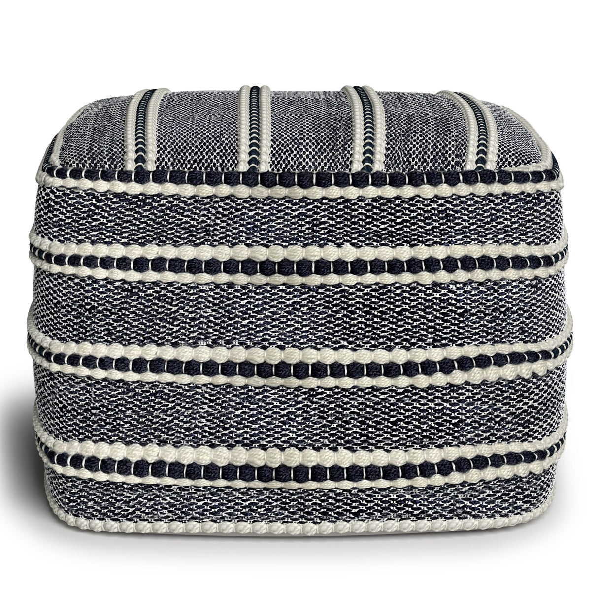 Corrie - Square Outdoor / Indoor Pouf - Navy / White