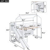 House Loft Bed With Slide, Storage Shelves And Light, Climbing Ramp