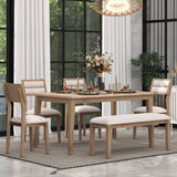 6 Piece Dining Set, Upholstered Chairs And Bench