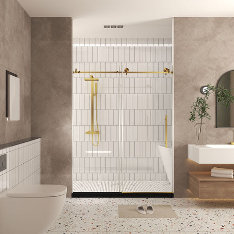 Frameless Shower Door, Smooth Sliding Tracks